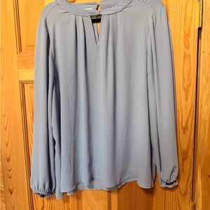 Maurices Light Blue Long-Sleeve Keyhole Blouse